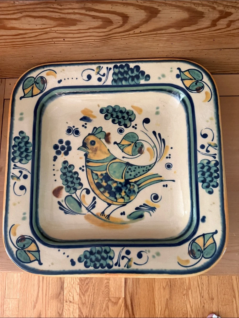 Williams Sonoma Large 16” Square Hand Painted Italian Pottery Serving Platter